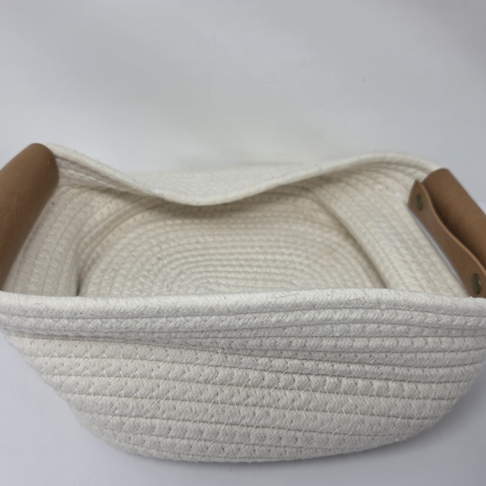 Basket Rope White Brown Handles 10 x 4 Approx